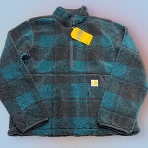 CARHARTT Men’s Small Green Black Sherpa Fleece Pullover
